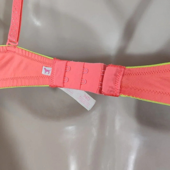 Victorias Secret PINK Wear Everywhere Push-up Pigeonnant Orange Bra Size 34D - Picture 5 of 14